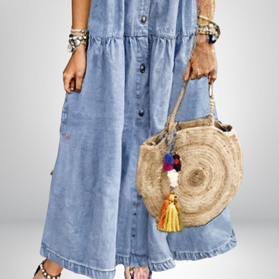 Sofia | Soft Denim Dress with Buttons
