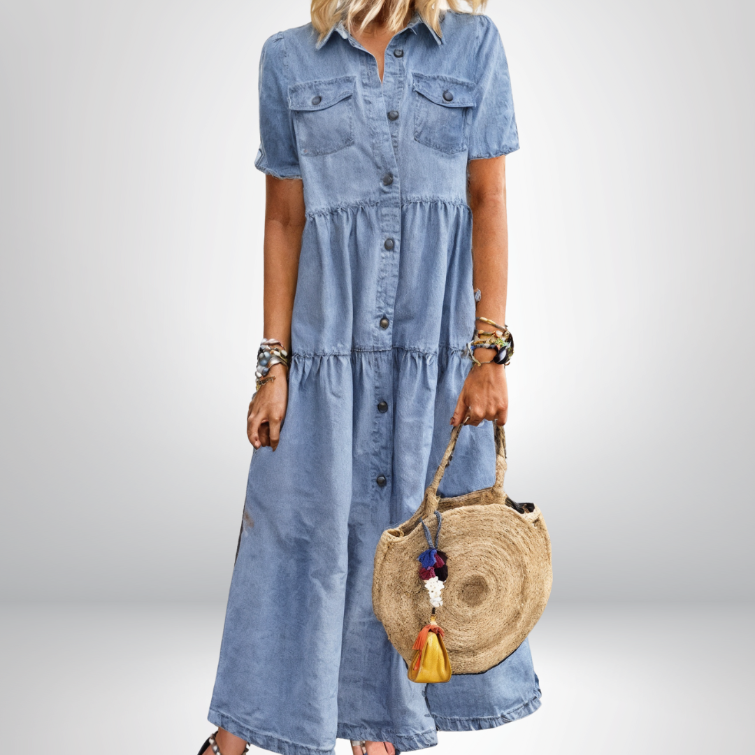 Sofia | Soft Denim Dress with Buttons