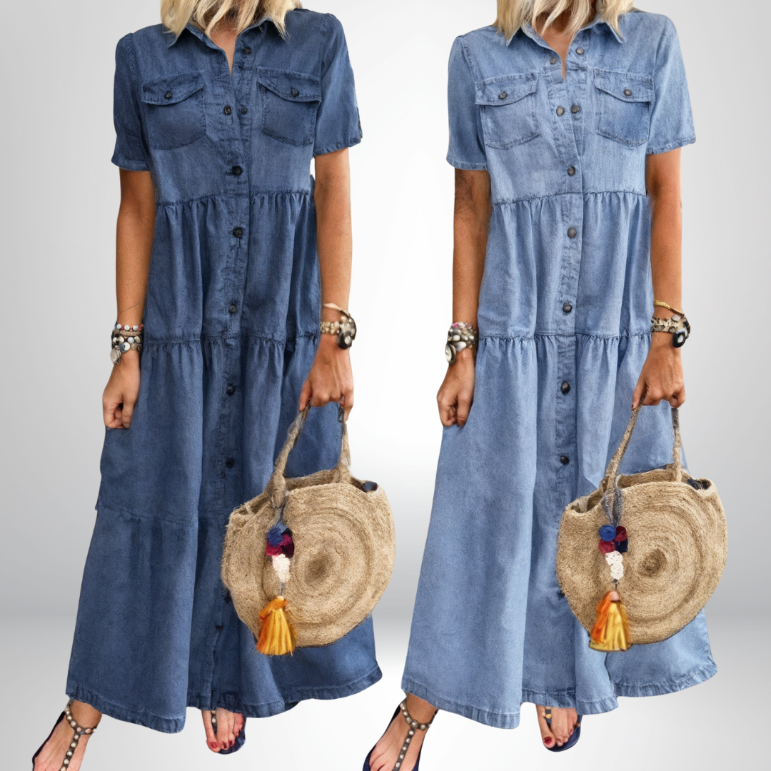 Sofia | Soft Denim Dress with Buttons