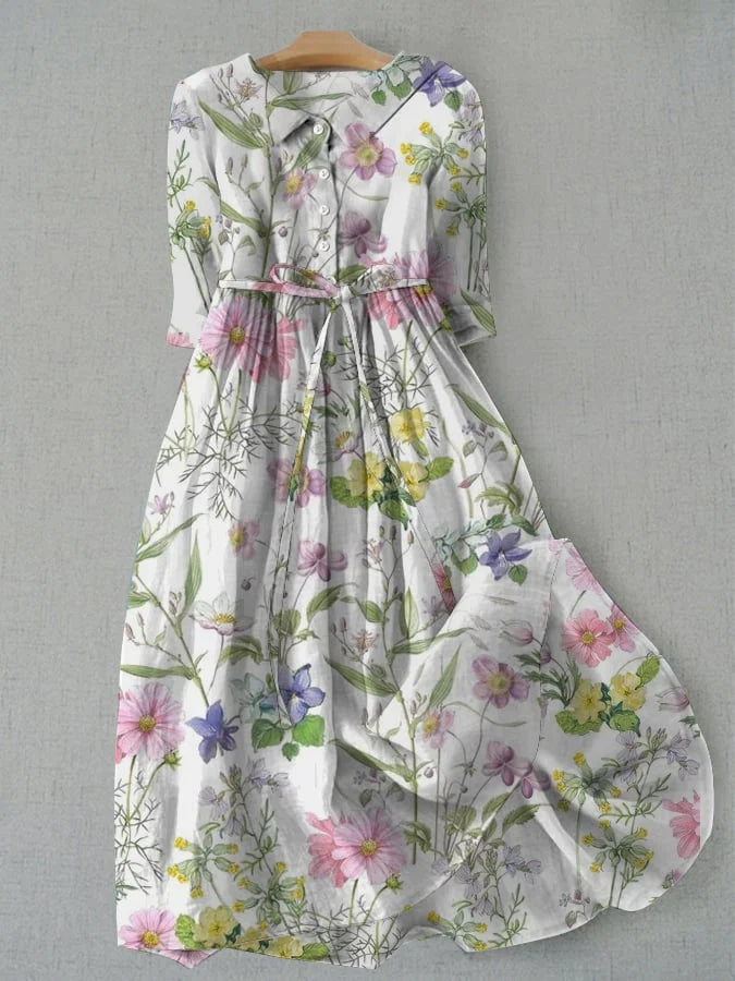 Dahlia™ I Summer A-Line Waist Tie Floral Dress