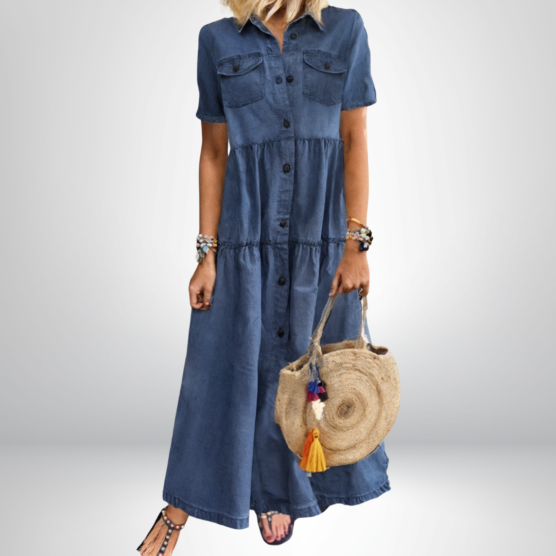 Sofia | Soft Denim Dress with Buttons