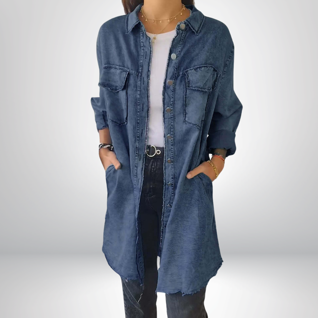 Sofia | Stylish and Versatile Long-Sleeved Denim Jacket with Collar