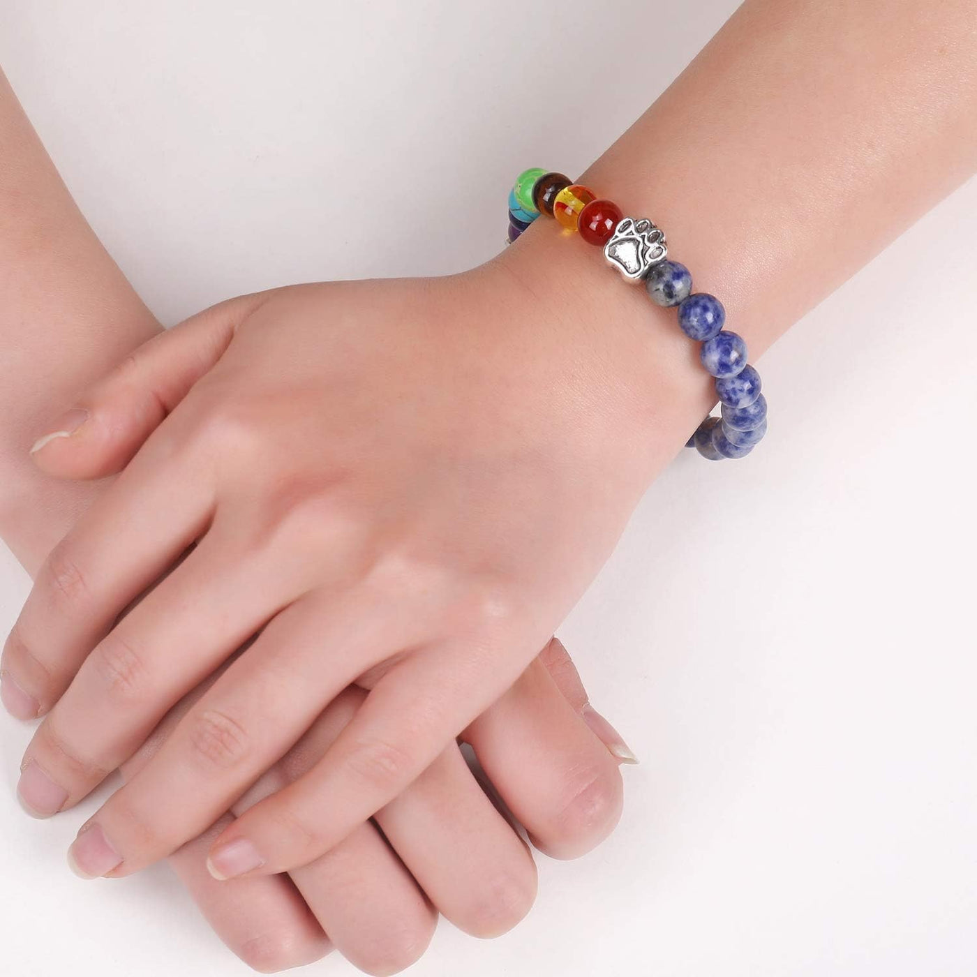 Rainbow Bridge Memorial Bracelet – 7 Chakra Bead Gift for Pet Loss