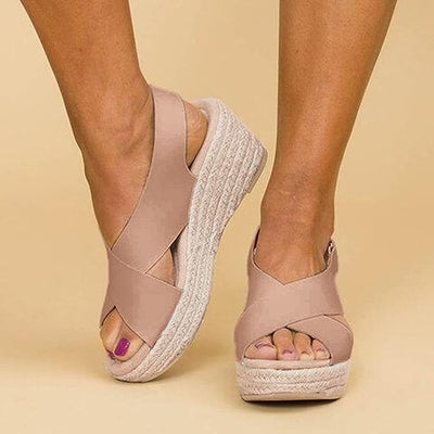 Monika | Stylish Wedge Sandals with Cross Straps
