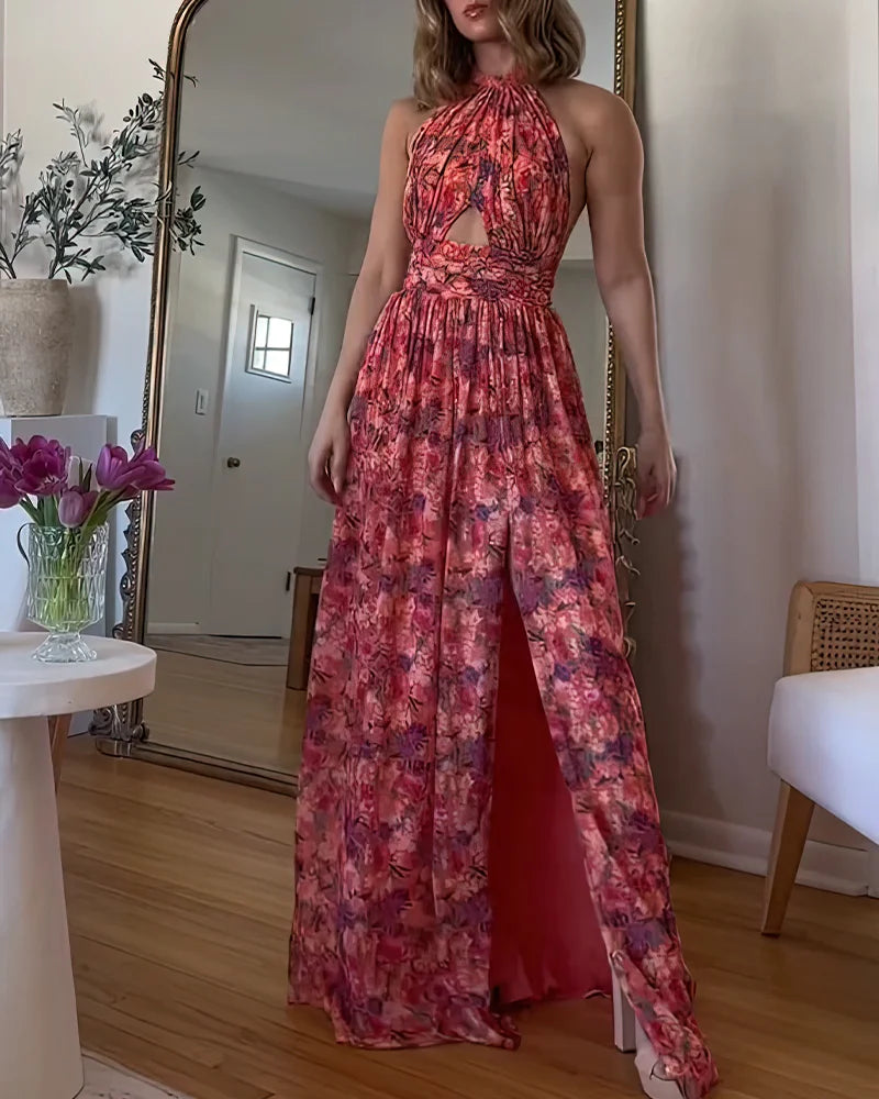 Liron™ | Floral Maxi Dress with Open Back