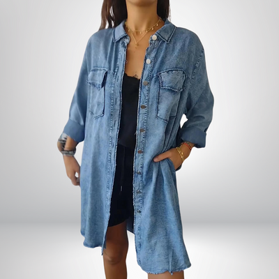 Sofia | Stylish and Versatile Long-Sleeved Denim Jacket with Collar