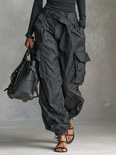 Two-Piece Cargo Set – Square Neck Top & Pants