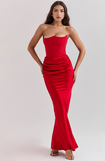 Hera™ | Elegant Strapless Party Dress in Solid Color