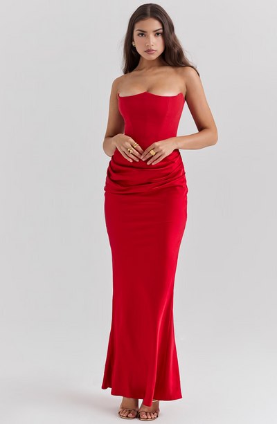 Hera™ | Elegant Strapless Party Dress in Solid Color