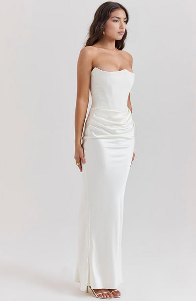 Hera™ | Elegant Strapless Party Dress in Solid Color
