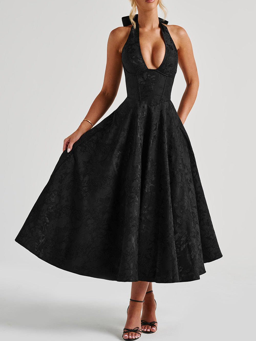 Maya™ | Elegant Midi Lemon Dress