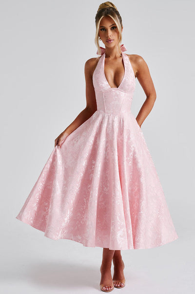 Maya™ | Elegant Midi Lemon Dress