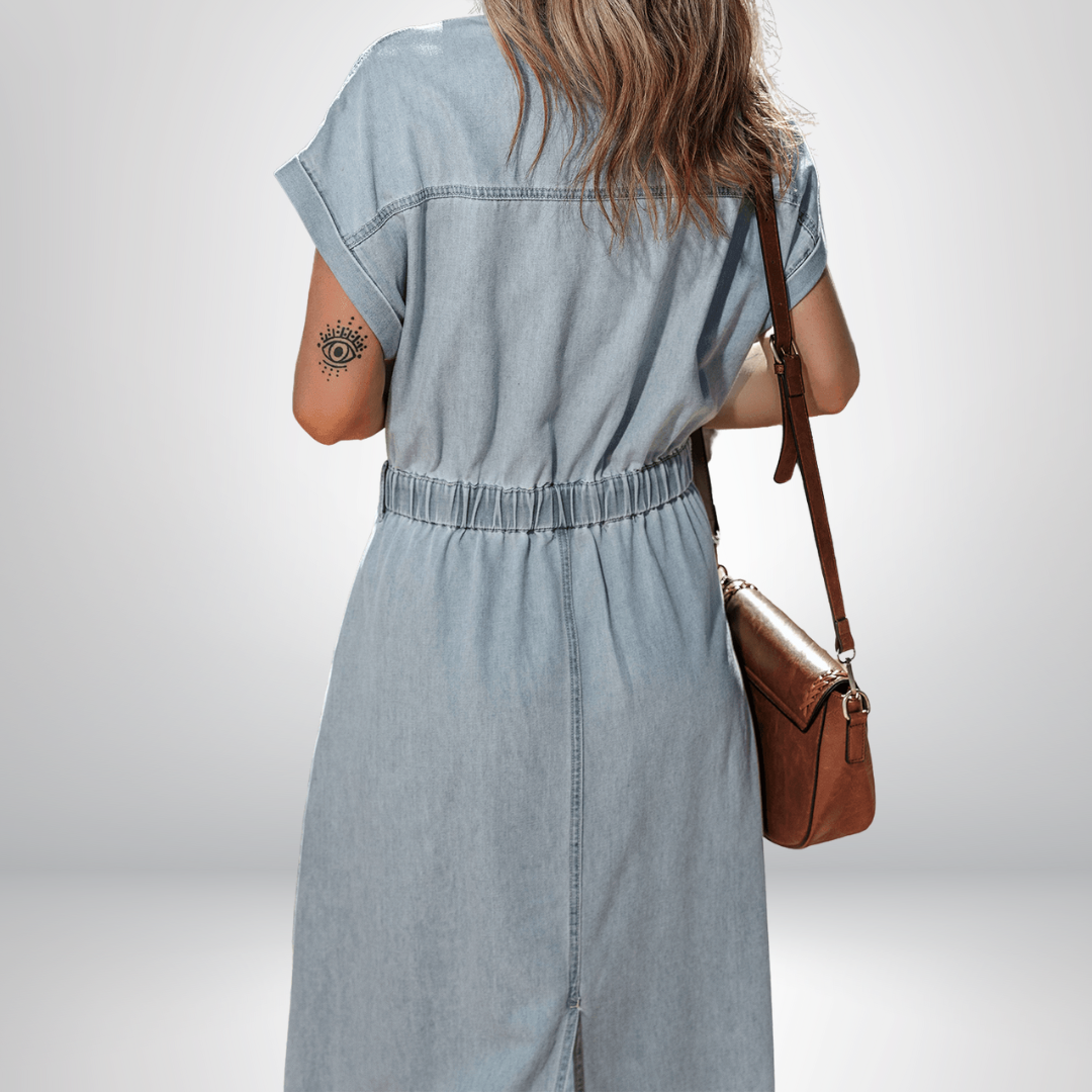 Sofia | Elegant Denim Dress with Short Batwing Sleeves