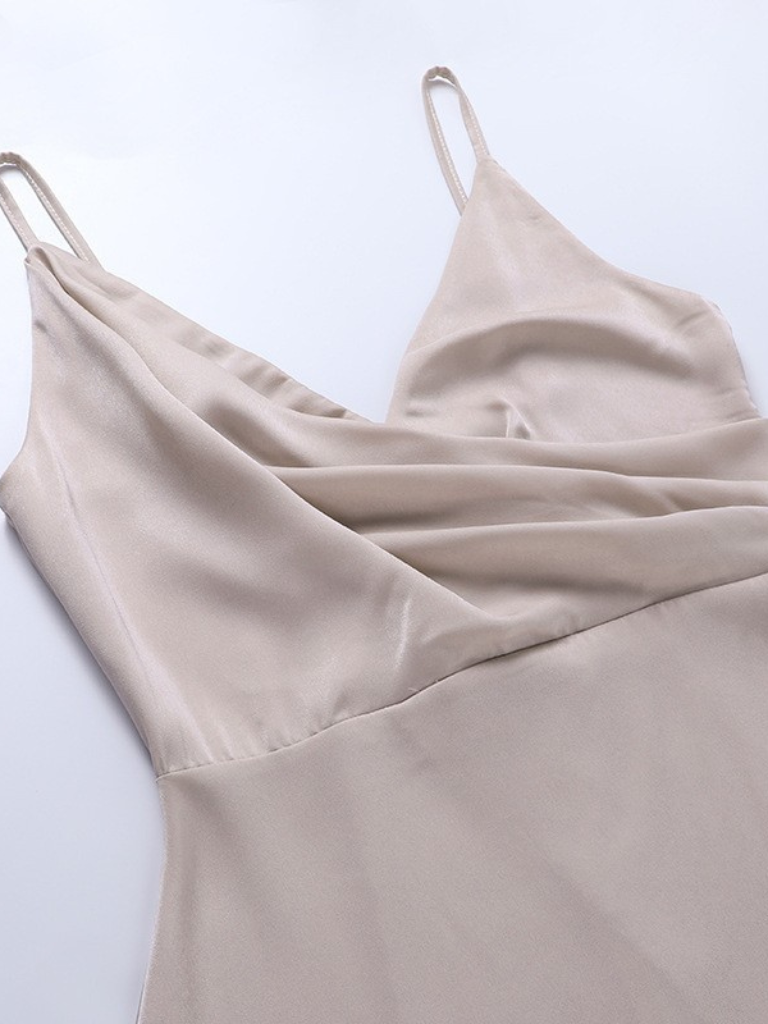 Valentina™ | Satin Dress with Waterfall Neckline