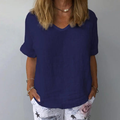 Lina™ – Elegant Cotton-Linen T-Shirt