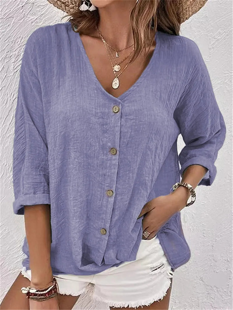 Elina™ – Elegant Blouse V-Neck