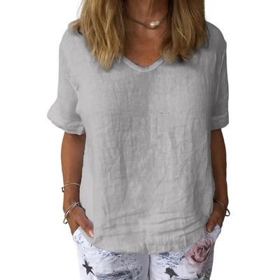 Lina™ – Elegant Cotton-Linen T-Shirt