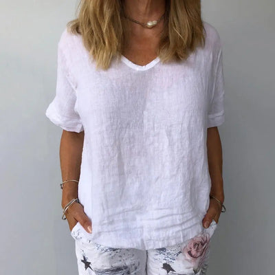 Lina™ – Elegant Cotton-Linen T-Shirt