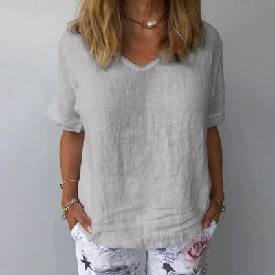 Lina™ – Elegant Cotton-Linen T-Shirt