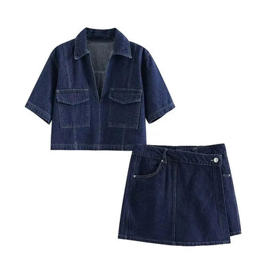 Sofia | V-Neck Denim Set
