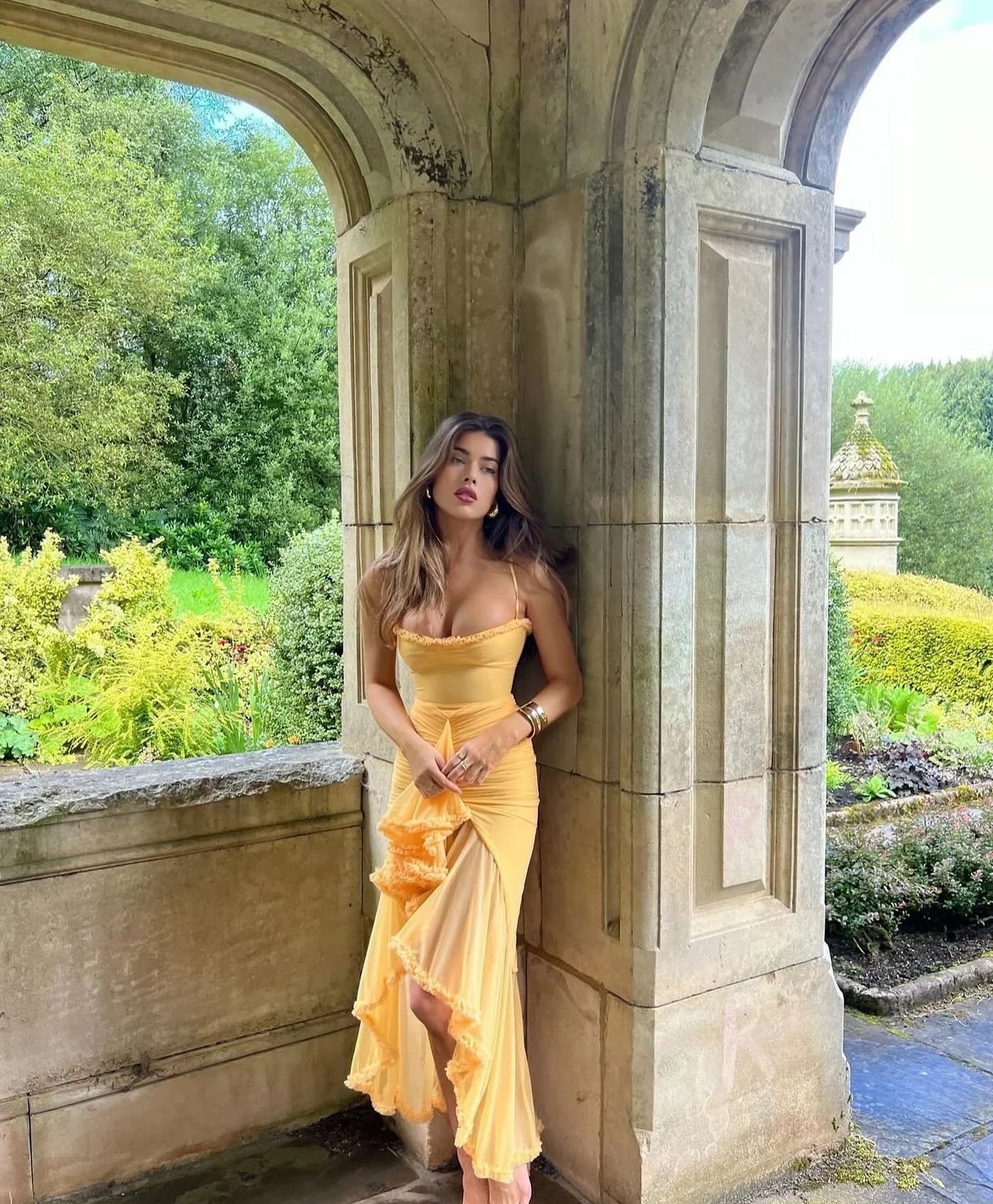 Clarissa™ | Maxi Dress in Yellow Mesh