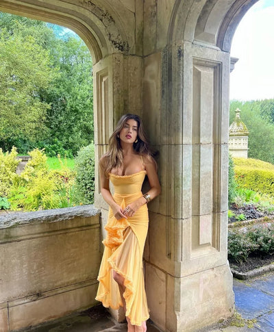 Clarissa™ | Maxi Dress in Yellow Mesh