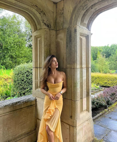 Clarissa™ | Maxi Dress in Yellow Mesh