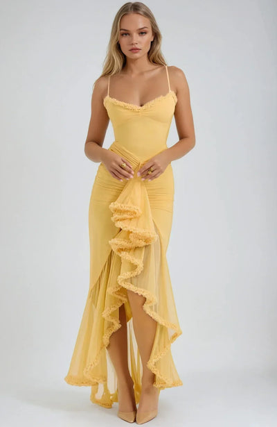 Clarissa™ | Maxi Dress in Yellow Mesh