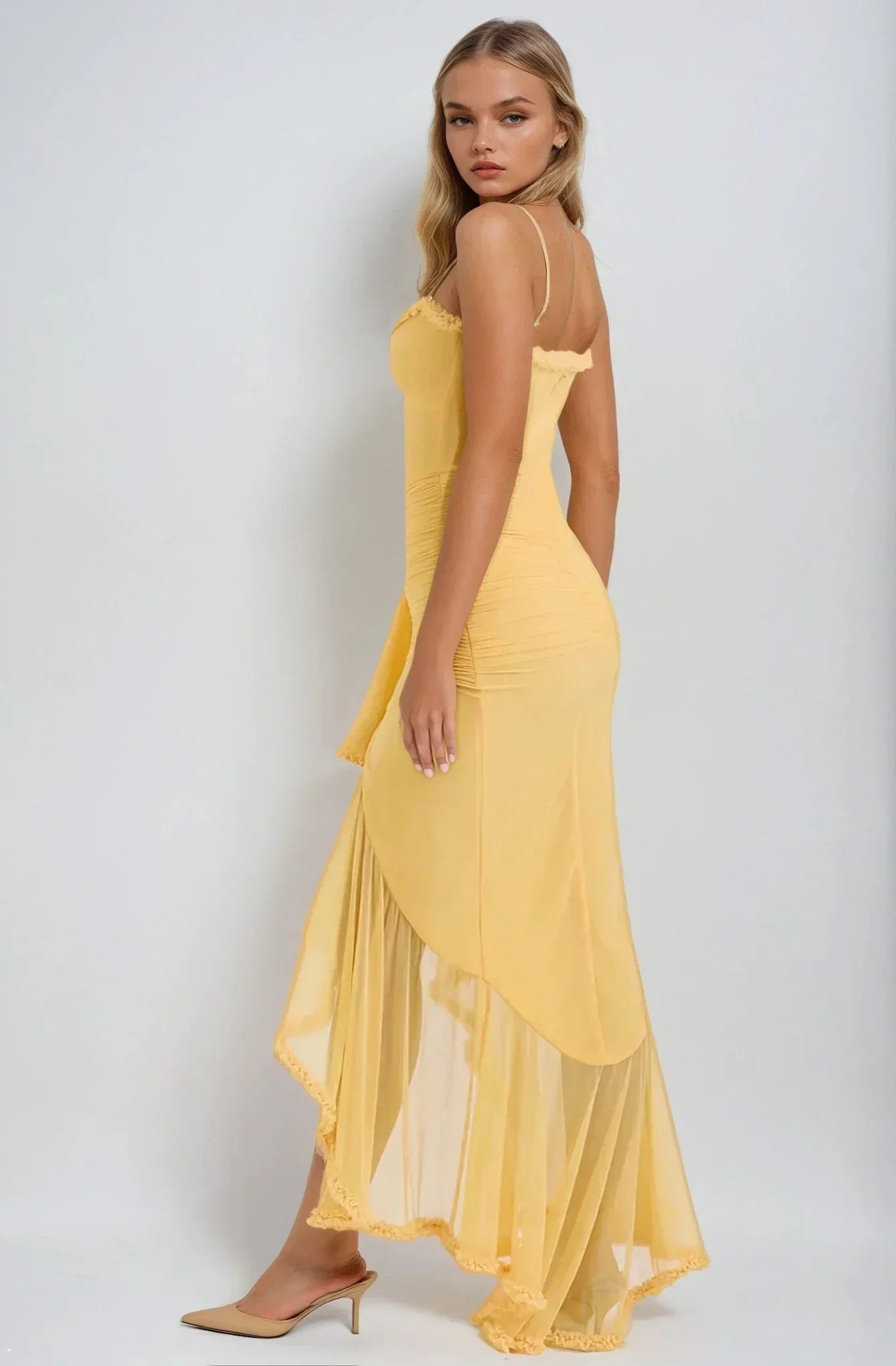 Clarissa™ | Maxi Dress in Yellow Mesh
