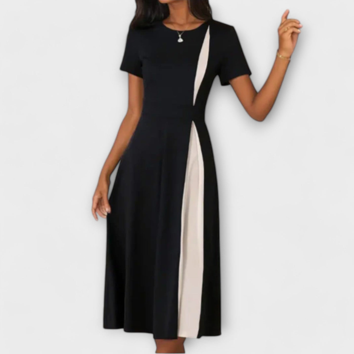 DIANA – Black and White Midi Dress
