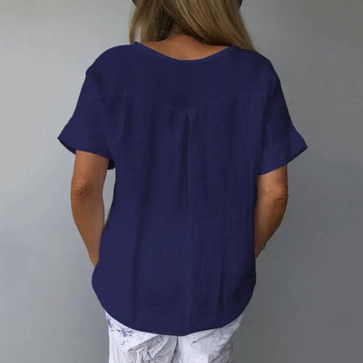 Lina™ – Elegant Cotton-Linen T-Shirt