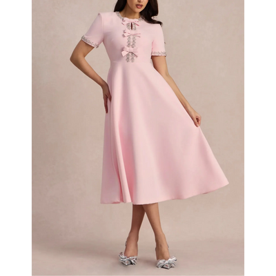 Raffaella™ | Flared Dress with Bows and Pearls