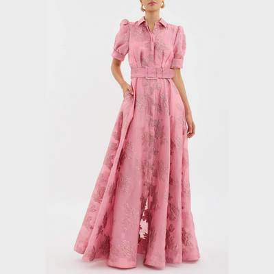 Beatrice™ | Pink Dress with Puff Sleeves