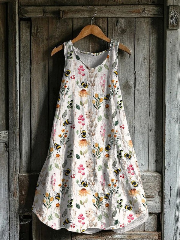 Sweet Bee Pattern Tank Dress