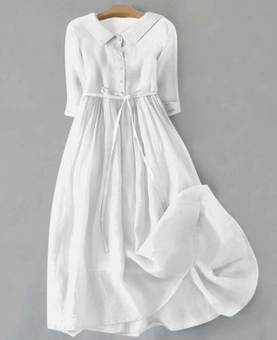 Doro - Elegant Short Sleeve Dress with Waist Ties