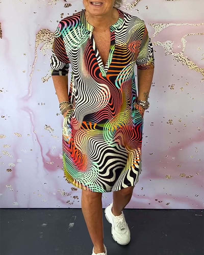 RIA – Colorful Dress with V-Neck