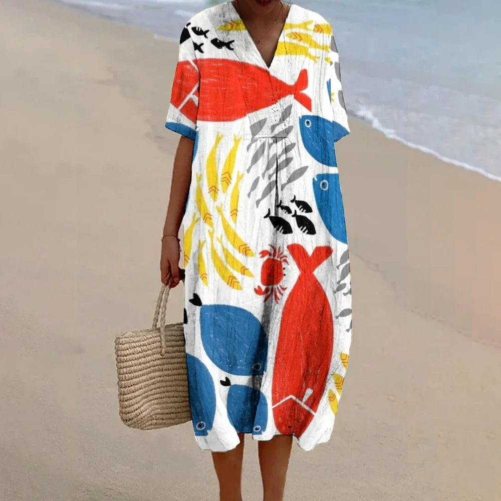 GRACE – Linen Dress with Print