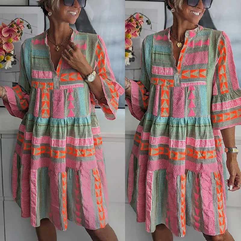 CHLOE – Short Boho Dress with Stripes