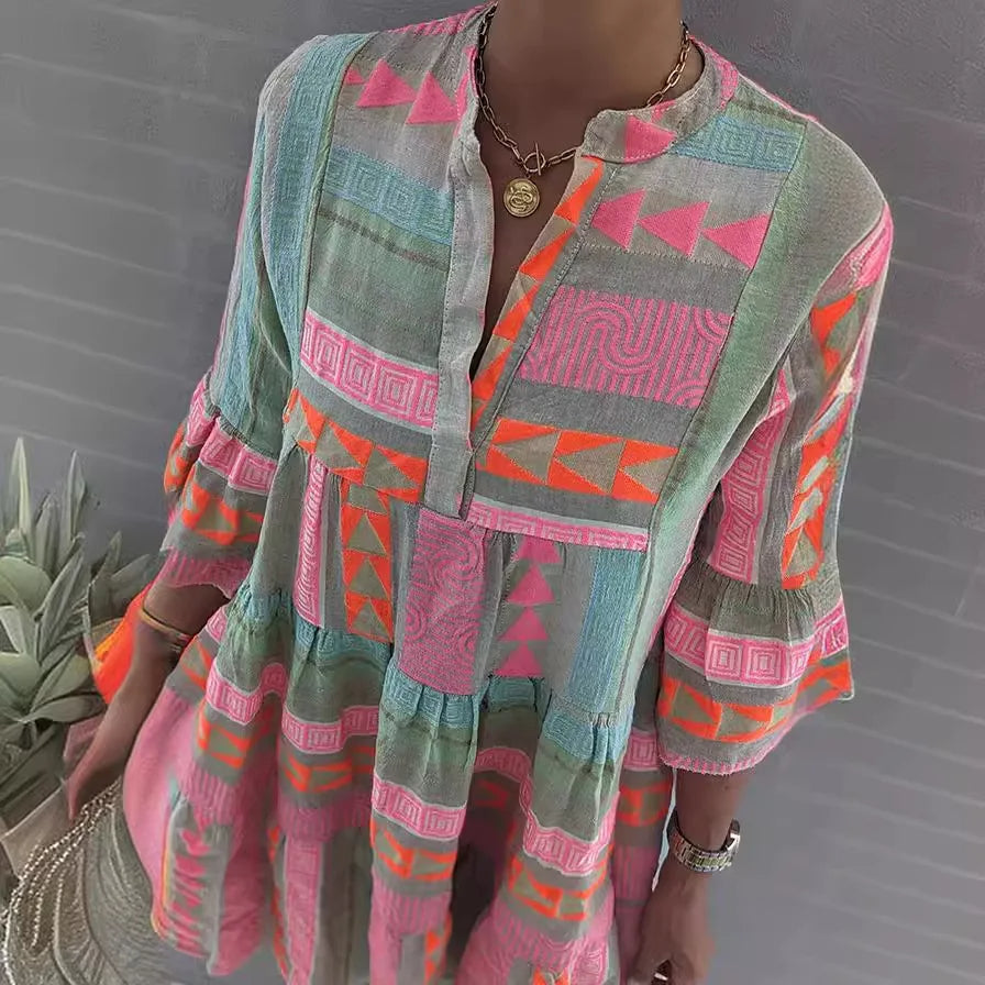 CHLOE – Short Boho Dress with Stripes
