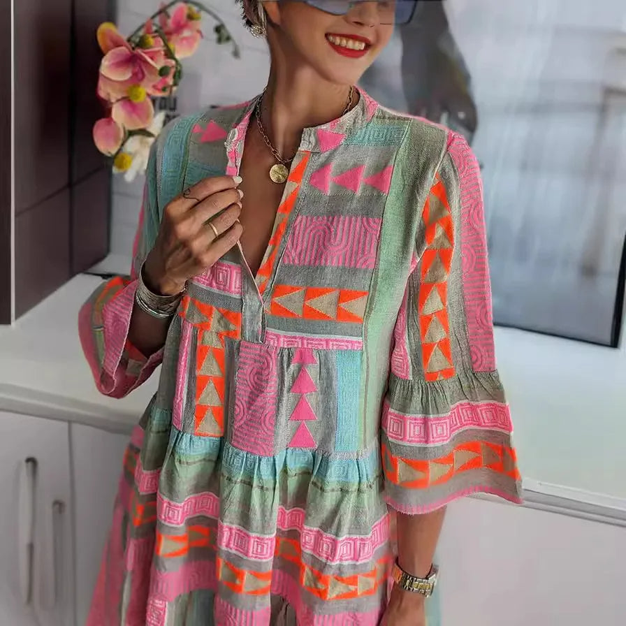 CHLOE – Short Boho Dress with Stripes