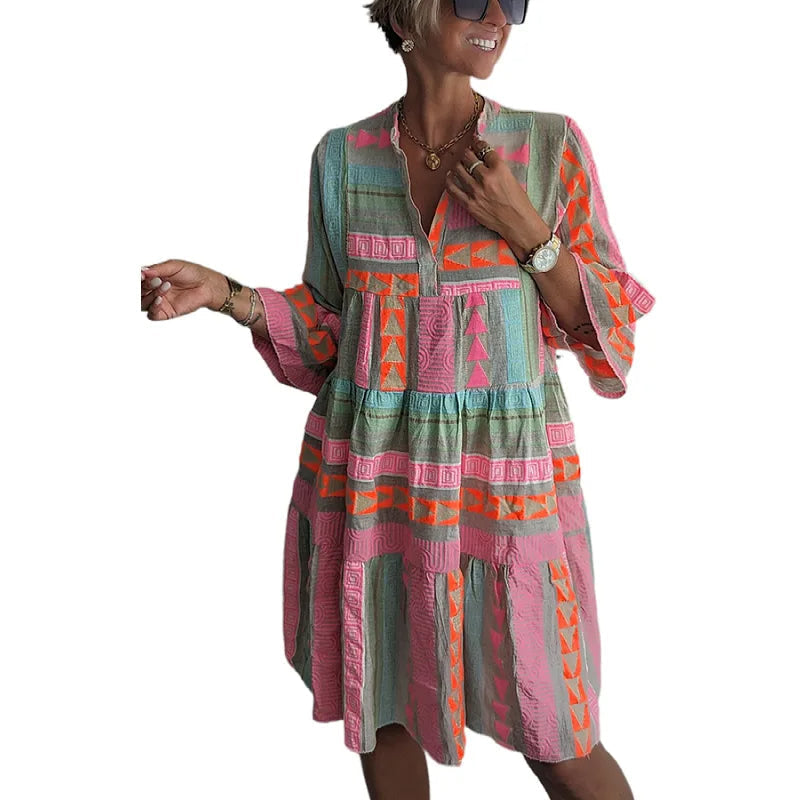 CHLOE – Short Boho Dress with Stripes