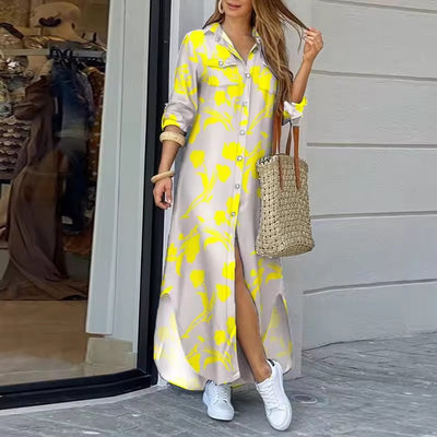 LUCY – Patterned Long Shirt Dress