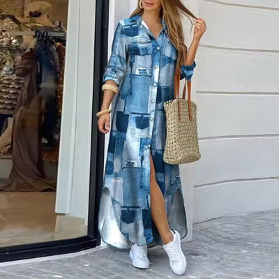 LUCY – Patterned Long Shirt Dress