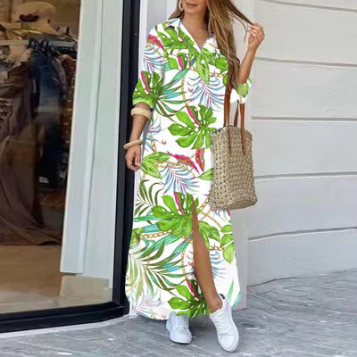 LUCY – Patterned Long Shirt Dress