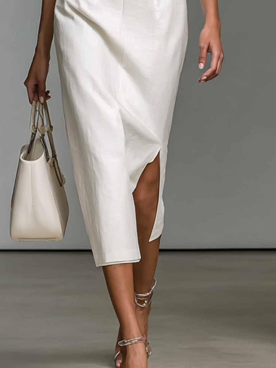 Embroidered Midi Dress for Women with V-Neck and Short Sleeves