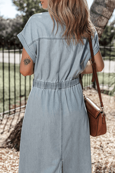 Sofia | Elegant Denim Dress with Short Batwing Sleeves