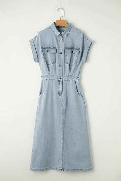 Sofia | Elegant Denim Dress with Short Batwing Sleeves