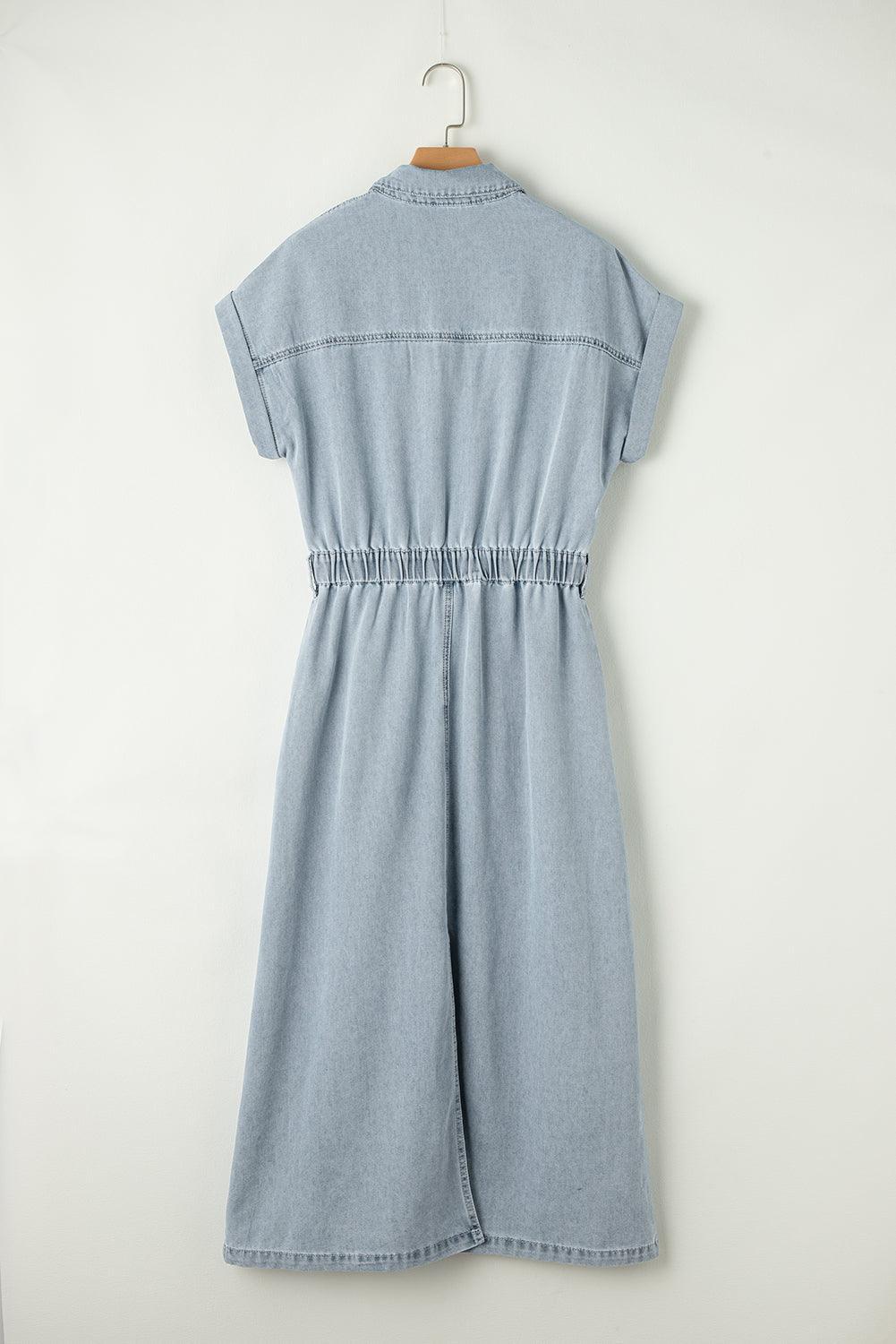 Sofia | Elegant Denim Dress with Short Batwing Sleeves