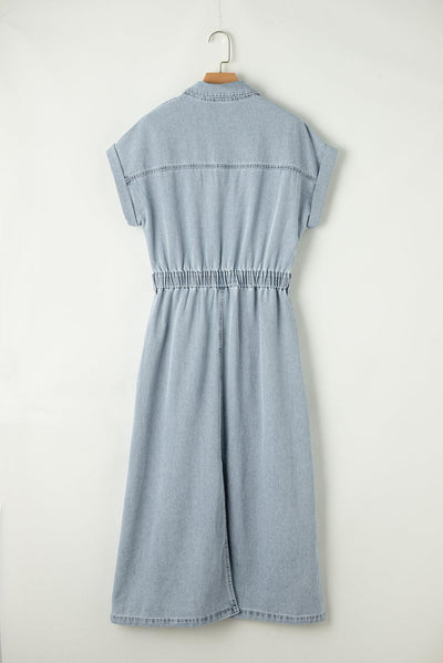 Sofia | Elegant Denim Dress with Short Batwing Sleeves