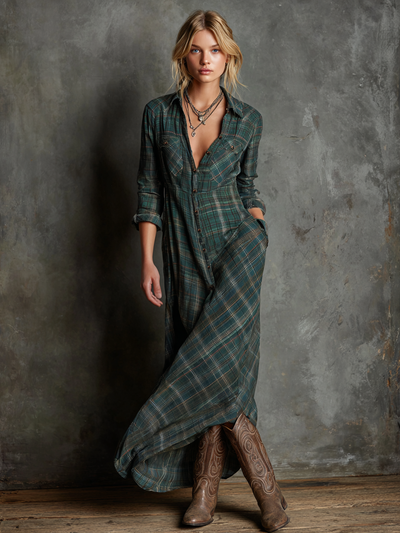 Maxi Striped Dress with Lapel